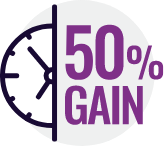 50 percent gain icon in color.