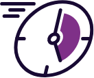 Moving clock icon in color.